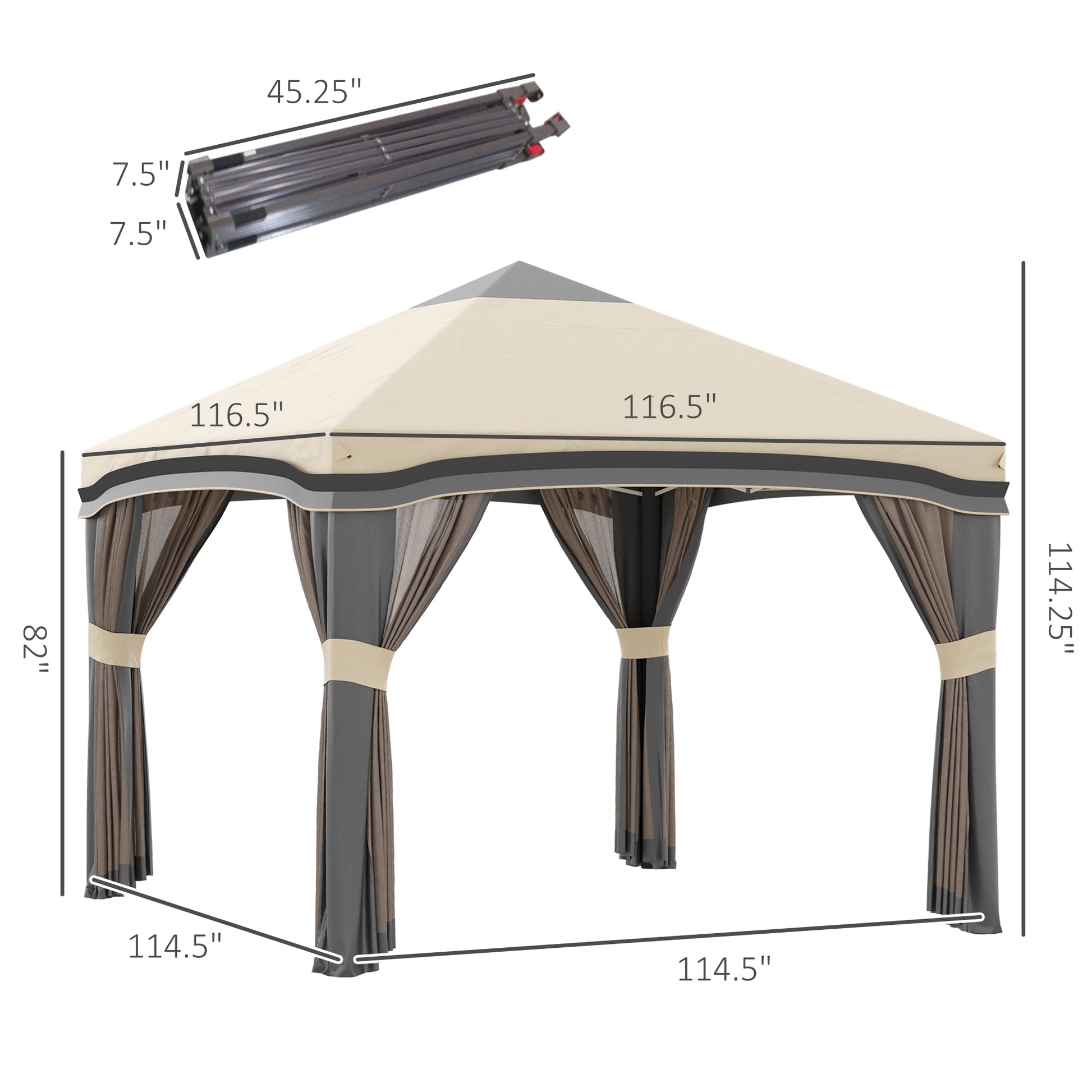 Outsunny 10' X 10' Pop Up Canopy Tent With Netting, Instant Tents For Parties, Height Adjustable, With Wheeled Carry Bag And 4 Sand Bags For Outdoor, Garden, Patio, Beige Beige Steel