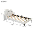 Twin Size Upholstered Platform Bed With Cloud Shaped Headboard, Beige Box Spring Not Required Twin Beige Bedroom Polyester Upholstered