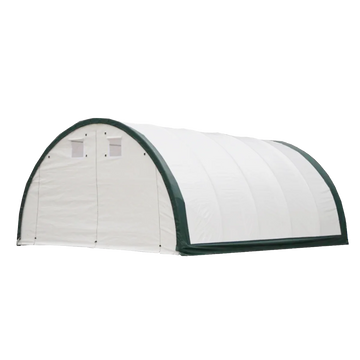 Single Truss Arch Storage Shelter W20'Xl30'Xh12' 11Oz Pe White Green Steel