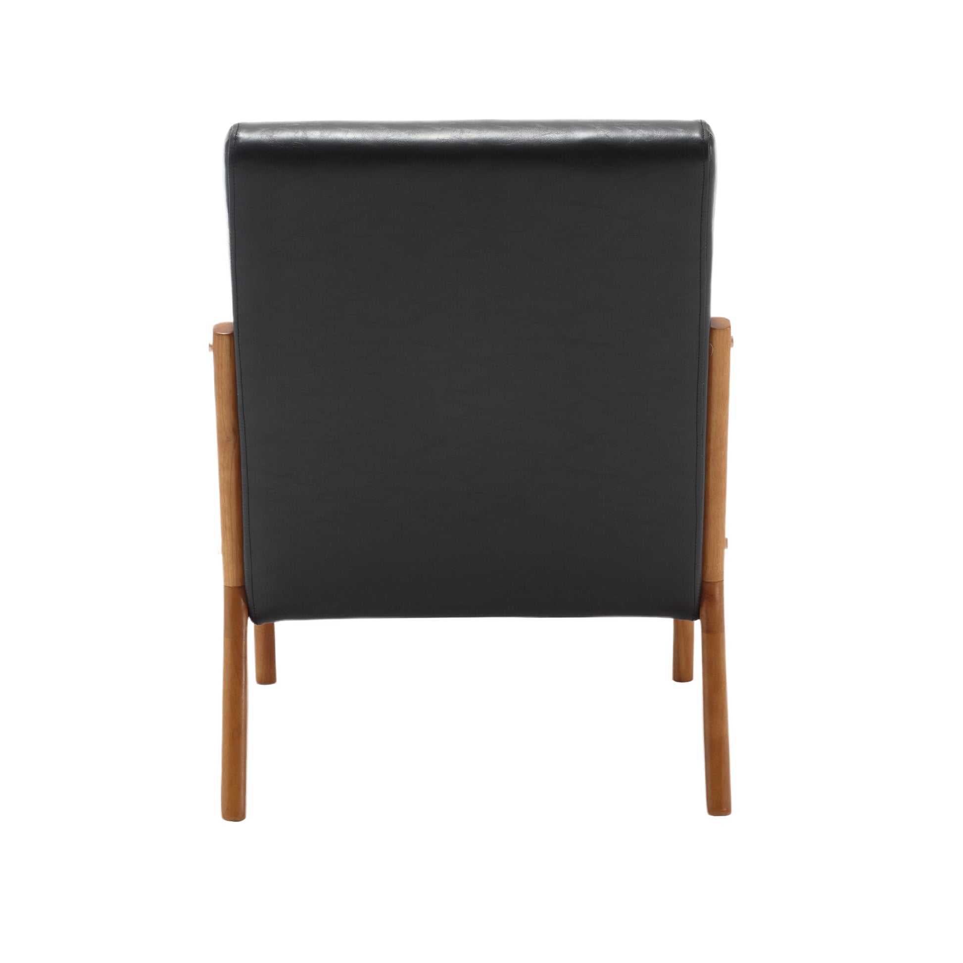 Coolmore Modern Accent Chair, Solid Wood Padding Lounge Armchairs With One Pillow For Living Room, Bedroom, Guest Room Black Pu Black Pu Brown Primary Living Space Modern Rubberwood Foam Pu Leather