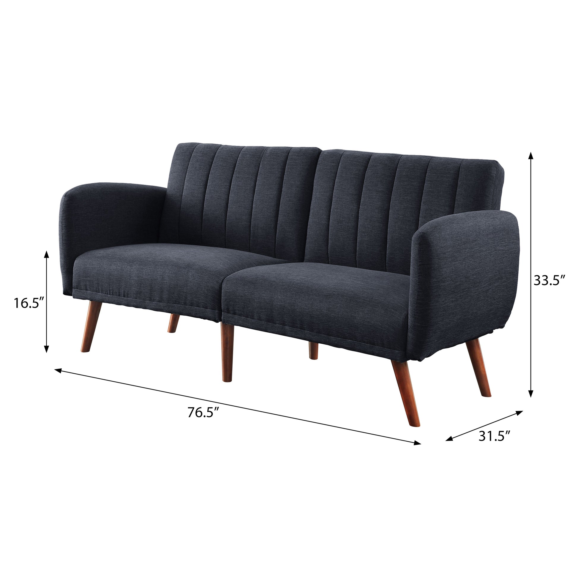 Grey And Walnut Upholstered Adjustable Sofa Grey Linen Wood Primary Living Space Split Back Modern Eucalyptus Foam Linen 2 Seat