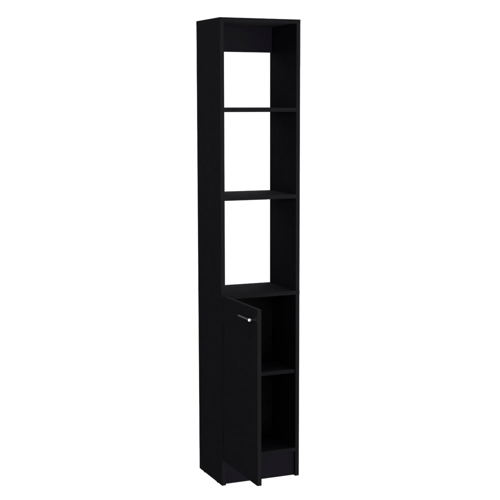 Linen Cabinet Marion, Bathroom, Black Black Particle Board Engineered Wood