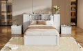 Twin Size Platform Bed With Storage Headboard And Lockers, White Twin Box Spring Not Required White Wood Bedroom Solid Wood Mdf