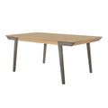 71 Inch Dining Table, Natural Brown Top, Farmhouse Style, Gray Flared Legs Brown Wood