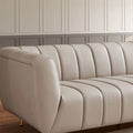 Lamattina Genuine Italian Grey Leather Channel Tufted Sofa Beige,Light Gray Genuine Leather Wood Genuine Leather 4 Seat