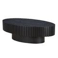 Modern Handcraft Drum Coffee Table Length 43.7 Inch Ellipse Coffee Table For Living Room,Small Coffee Table With Sturdy Pedestal,Black Mdf Matt Black Mdf