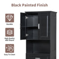 Tall Bathroom Cabinet With Laundry Basket, Large Storage Space Tilt Out Laundry Hamper And Upper Storage Cabinet, Black Black Mdf