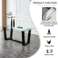 Seating 6 8 People, This Modern, Minimalist Rectangular Dining Table Features A Tempered Glass Top And A Sleek Black Mdf Stand. Suitable For Kitchen, Dining Room, Living Room, Meeting Room Transparent Mdf Glass