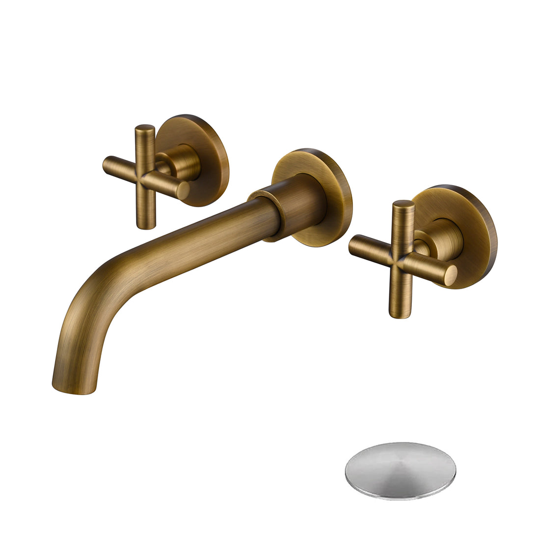 Wall Mounted Bathroom Sink Faucet With Pop Up Drain No Overflow Bronze,Brushed Nickel Brass,Stainless Steel