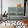 Mint Green Sideboard Storage Cabinet With Two Fluted Glass Doors Detachable Shelves Bottom Space For Living Room, Office, Dinging Room And Entryway Old Sku:W68743733 Green Steel