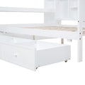 Full Size Wooden Daybed With 3 Drawers, Usb Ports And Desk ,White Twin White Wood