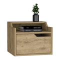 Florence Floating Nightstand With Drawer And Dual Shelf Display Beige 1 Drawer Bedroom Rectangle Modern Shelf Mdf Engineered Wood