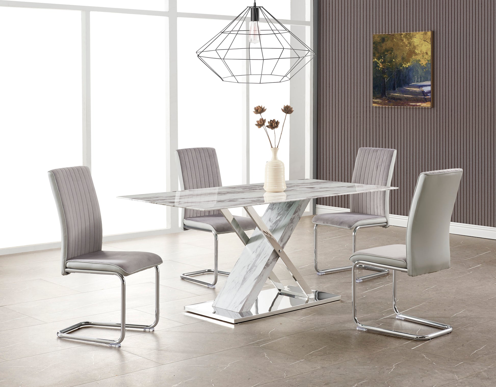 Gwen Dining Table Marble Stainless Steel