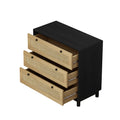 3 Drawers Storage Cabinet Rope Woven Drawer Set Of 2 , For Bedroom,Living Room,Dining Room,Hallways,Black Black Mdf