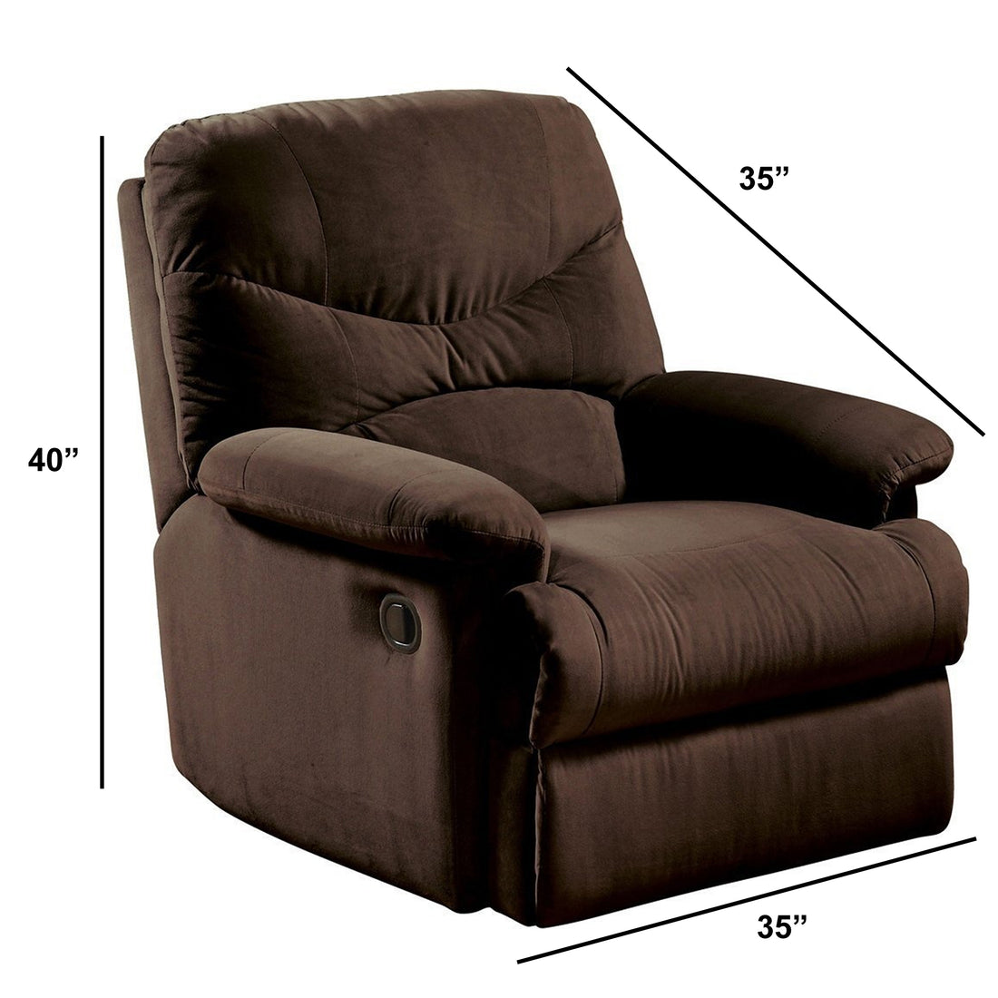 Arcadia Microfiber Glider Recliner, Chocolate Brown Brown Microfiber