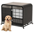 Heavy Duty Dog Crate Furniture Wooden Table Pet Dog Cage Kennel House Indoor Side End Table Decor With Removable Trays And Lockable Wheels For Small Dogs 33