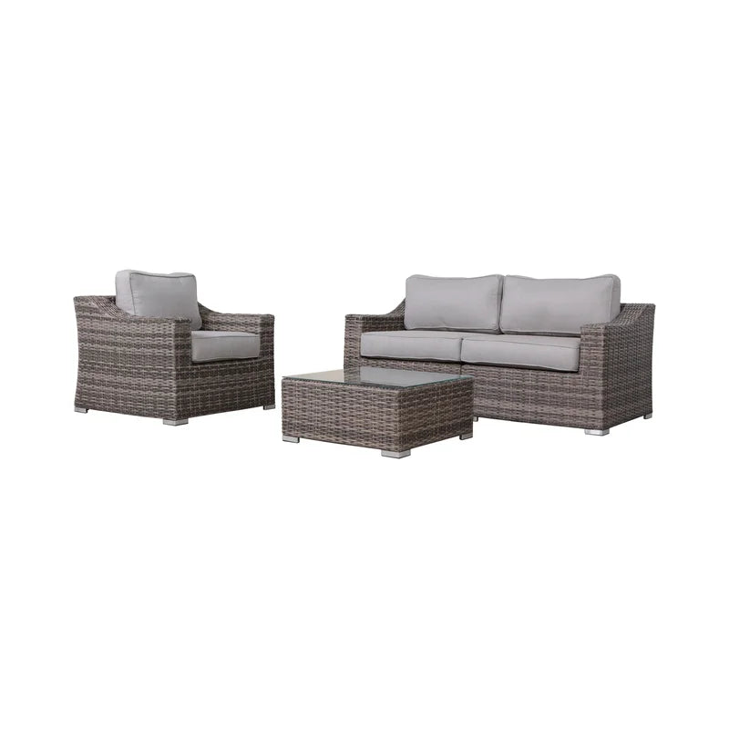 Fully Assembled Wicker 3 Person Seating Set With Cushions Gray Wicker