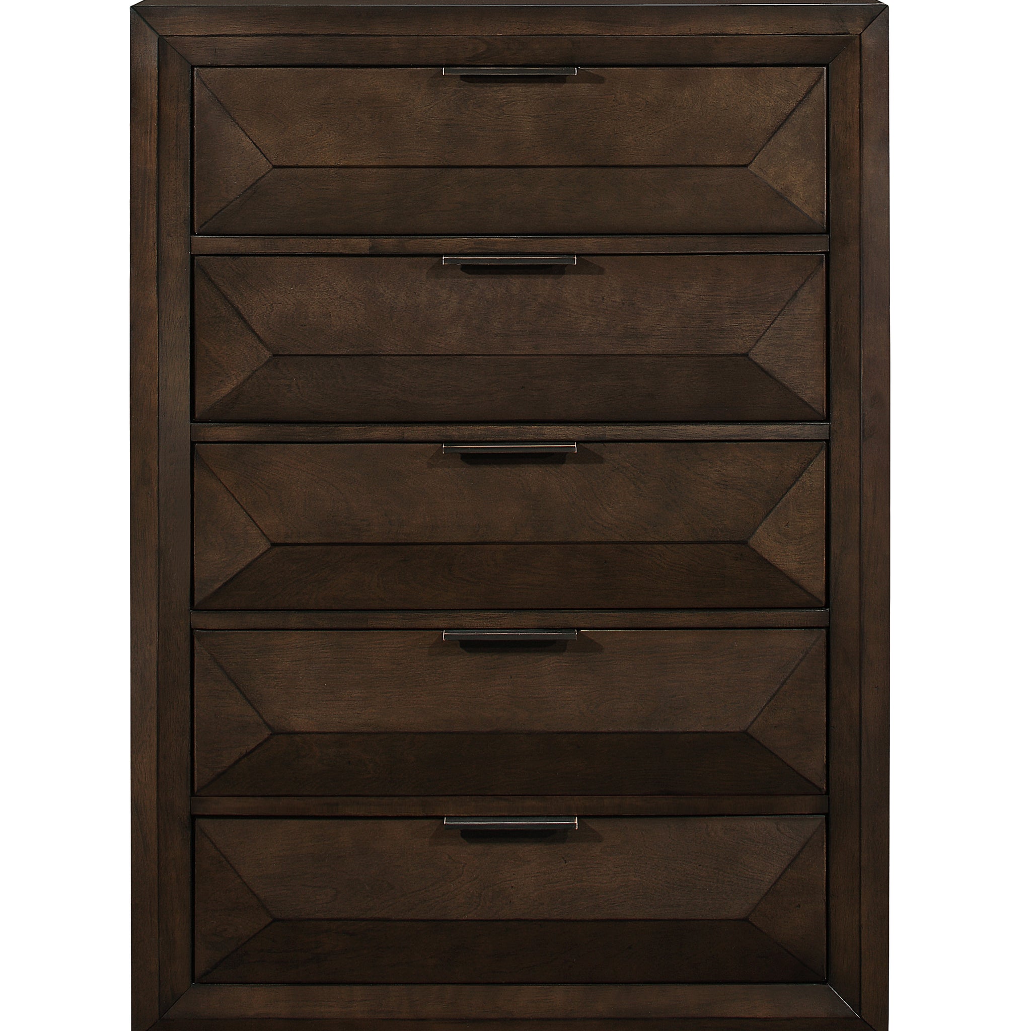 Contemporary Design 5 Drawers Chest 1Pc Bedroom Furniture Warm Espresso Finish Raised Panel Front Espresso Contemporary Wood