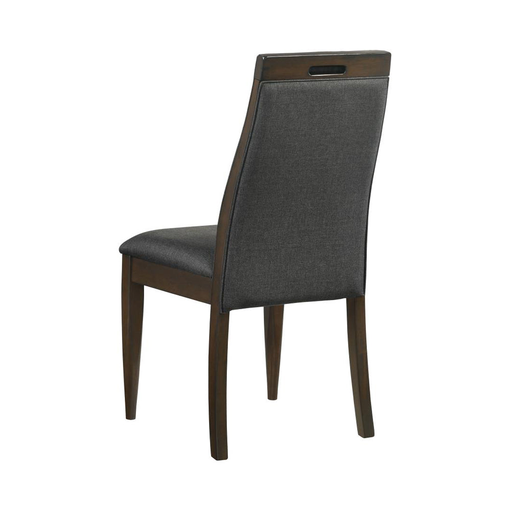 Set Of 2 Grey Fabric Upholstered Dining Chairs, Dark Walnut Solid Grey Dining Room Rectangular Dining Chairs Set Of 2 Fabric,Mdf