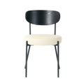 Modern Grey Simple Pu Dining Chair Upholstered Chair Family Bedroom Stool Back Dressing, White Round Table Set, Bentwood Covered With Ash Veneer Chair Back, Chair Black Metal Legs Set Of 5 White Mdf