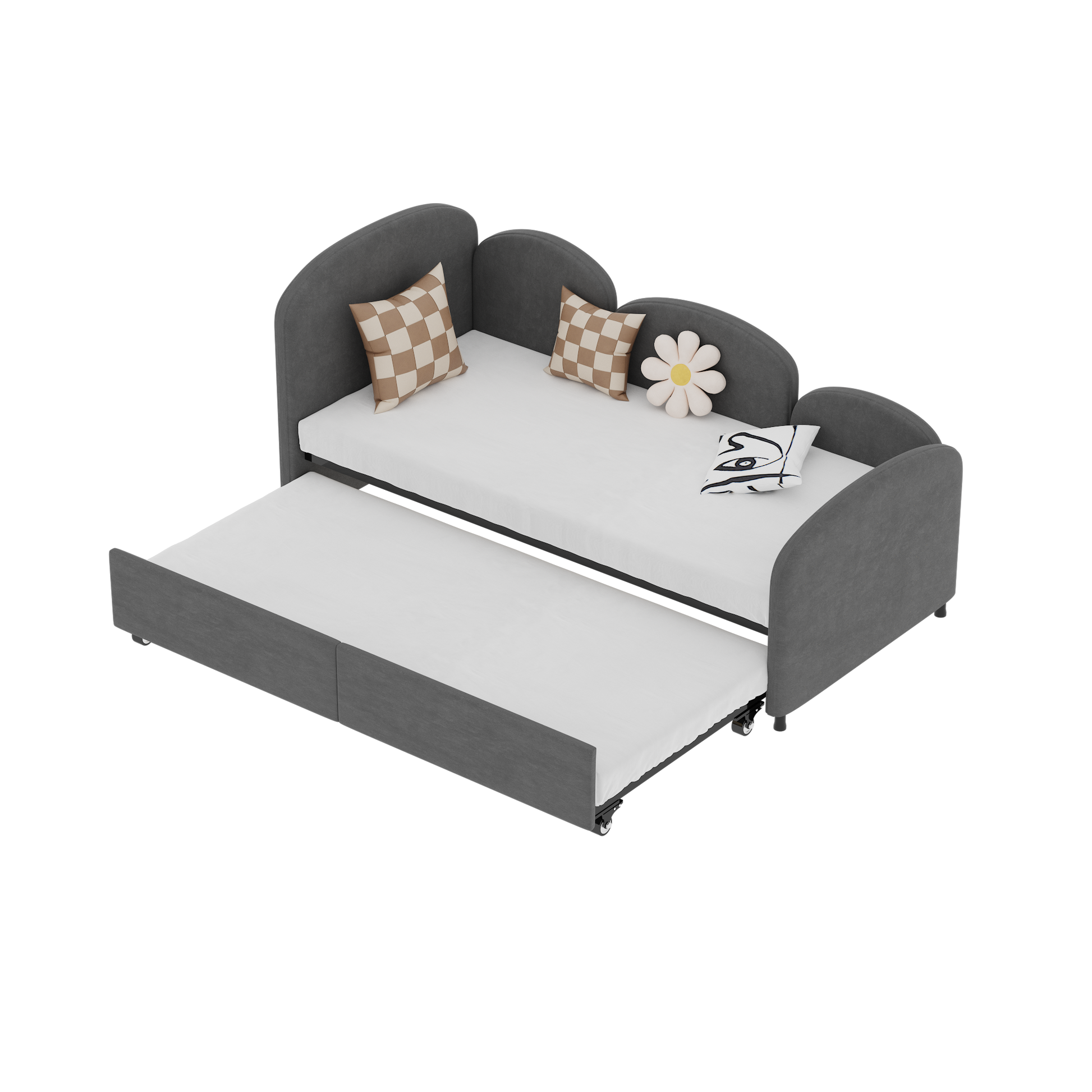 Twin Size Twin Size Bed Frames With An Another Bed Frame, Velvet Upholstered Daybed, Modern Sofa Bed Daybed Frame For Bedroom Living Room, Suitable For Living Room, Kids Room, Bedroom Ddry Gray Dark