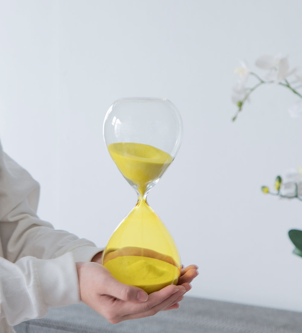 5X14" Hourglass, 60 Min Yellow Yellow Glass