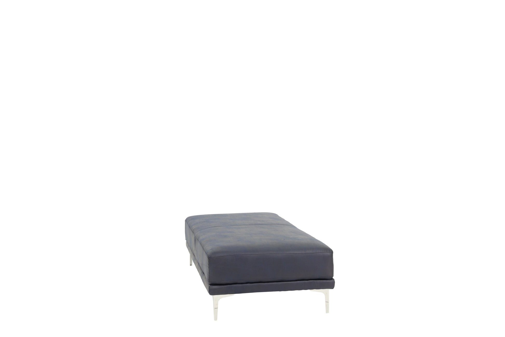Modern Ink Blue Large Ottoman Metal Legs 1Pc Cocktail Ottoman Living Room Blue Faux Leather Primary Living Space Blue Contemporary,Modern Rectangle Bonded Leather