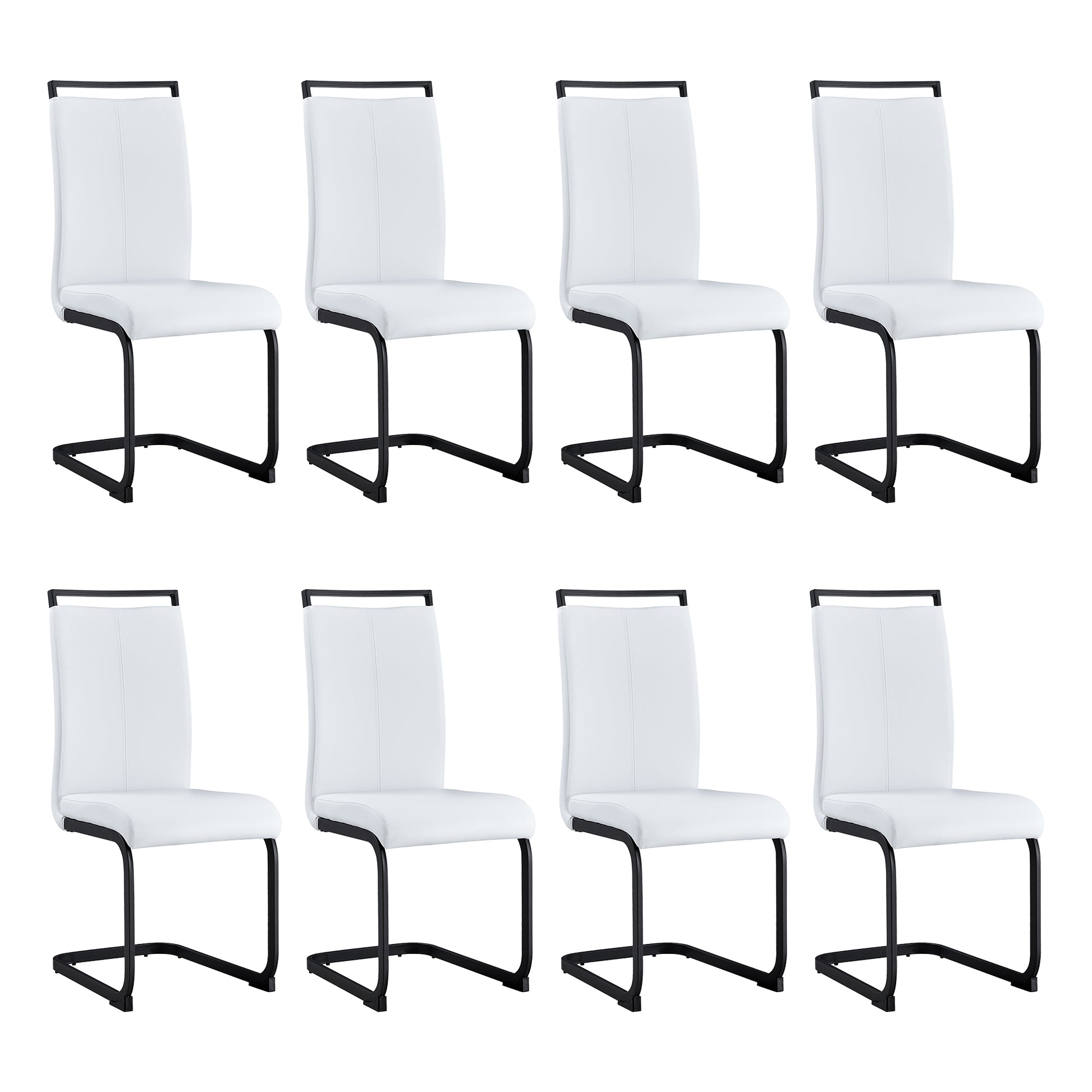 Table And Chair Set, Modern Dining Table, Patterned Table Top And Black Mdf Table Legs, Soft And Comfortable Dining Chair, Perfect For Dinner, Meetings, Home And Office Decor White Black Mdf Glass