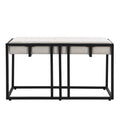 Modern Faux Marble 6 Piece Dining Table Set,60Inch Metal Kitchen Table Set With Upholstered Dining Chairs And Bench, Black Metal Dining Room Bench Seating Rectangular Dining Table With Chair And Bench Metal Wood Black Seats 6 60 Inches Farmhouse Trestle