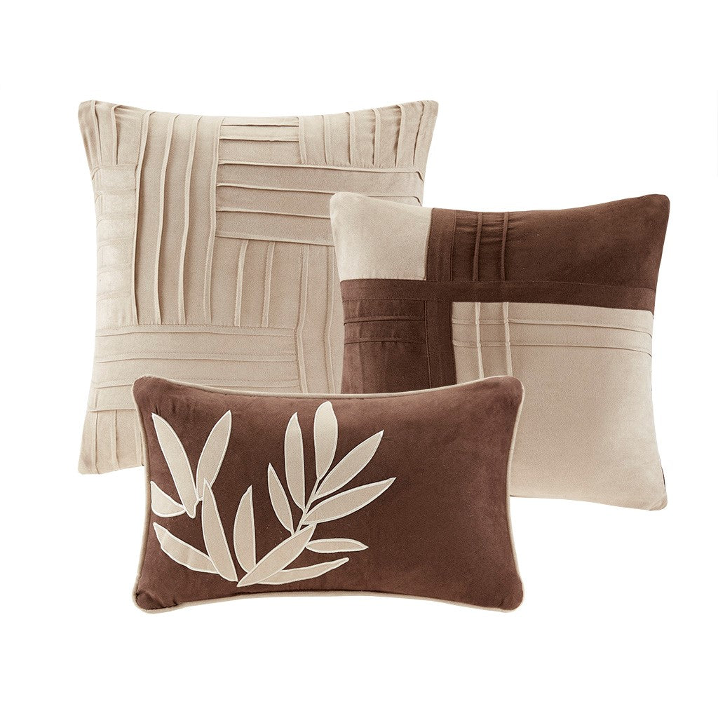 7 Piece Faux Suede Comforter Set Beige King King Beige Polyester