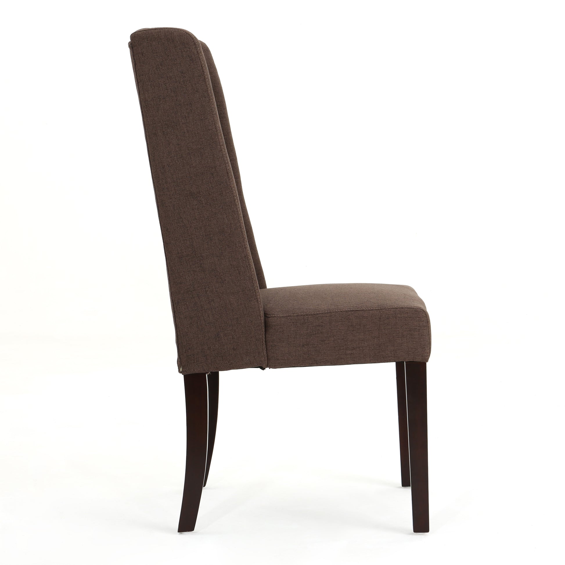 Dining Chair Dark Brown Wood Fabric