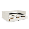 Daybed With Trundle Upholstered Tufted Sofa Bed, With Two Drawers, Queen Size, Boucle Fabric, Beige 88