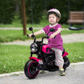 Aosom Kids Motorcycle With Training Wheels, 6V Ride On Toy For Toddler Ages 18 48 Months, Battery Operated Motorbike For Kids With Single Button Start, Headlight, Pink Pink Plastic