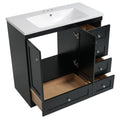 Video 36 Inch Shaker Style Free Standing Bathroom Vanity Cabinet With Sink, 4 Soft Close Drawers And 2 Soft Close Doors Black Bathroom Mdf