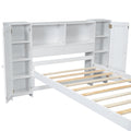 Twin Size Platform Bed With Storage Headboard And Lockers, White Twin Box Spring Not Required White Wood Bedroom Solid Wood Mdf