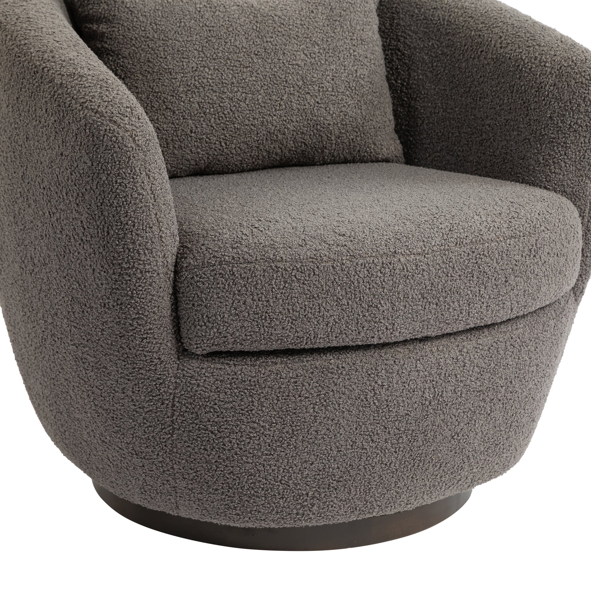 Upholstered Swivel Barrel Armchair With Storage Modern Living Room Side Chair For Bedroom Office Reading Spaces Teddy Fabric Grey Grey Foam Upholstered