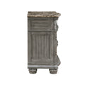 Traditional Style 1Pc Luxurious Nightstand Of 3 Drawers Marble Top Gray Finish Silver Tipping Wooden Bedroom Furniture Gray 3 Drawers Bedroom Bedside Cabinet Luxury,Traditional Wood