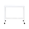 Desks And Stool Set 3Pc White Finish Rolling Desk With Casters, 2 Charging Ports Home Office Furniture White Computer Desk Primary Living Space Contemporary Desk Rectangular Wood