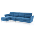 Modern Sofa 5 Seat Couch With Stainless Steel Trim And Metal Legs For Living Room,Navy Blue Navy Blue Foam 5 Seat