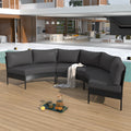 Patio Furniture Set, 3 Piece Curved Outdoor Conversation Set, All Weather Sectional Sofa With Cushions Grey Rattan