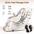 Bosscare Sl Zero Gravity Massage Full Body Chair With Voice Control Shiatsu Recline Beige Beige Gold Leather Leather