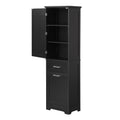 Tall Bathroom Storage Cabinet, Freestanding Storage Cabinet With Two Different Size Drawers And Adjustable Shelf, Mdf Board With Painted Finish, Black Black Mdf