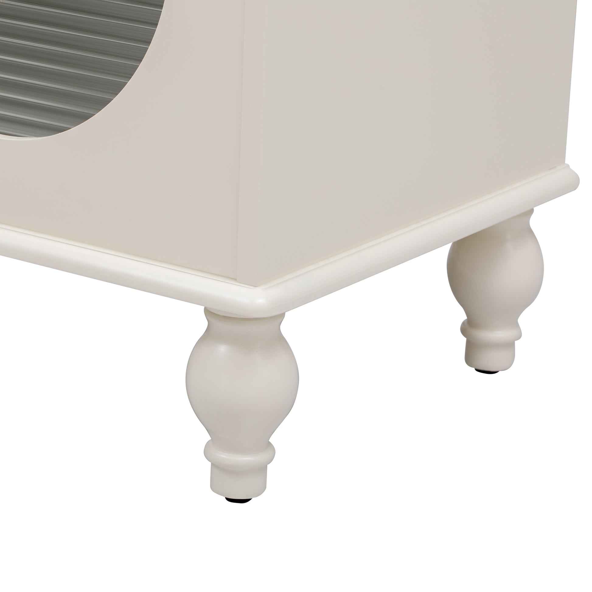 68.9'' Modern Tv Stand For Tvs Up To 75 Inches, Entertainment Center Media Console With Fluted Glass Doors, Five Solid Wood Legs For Living Room Antique White 70 79 Inches Mdf