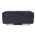 Modern Blue Dual Reclining Sofa With Center Drop Down Cup Holders,Faux Leather Upholstery, Usb Ports Living Room Furniture 1Pc Blue Faux Leather Wood Primary Living Space Modern Plywood,Solid Wood 3 Seat