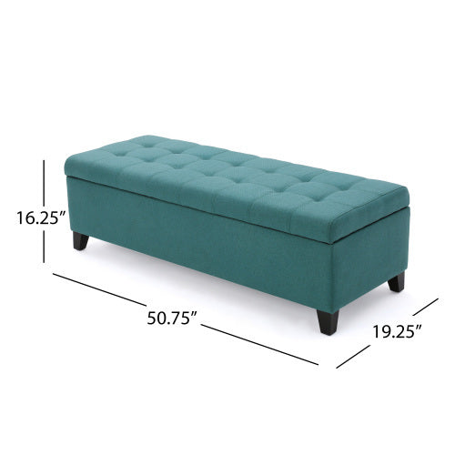 Storage Ottoman Teal Fabric