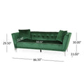 Mirod Comfy 3 Seat Sofa With Metal Legs, Modern For Living Room And Study Emerald Velvet 3 Seat