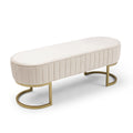 Bench Bedroom Bench ,Velvet Oval Upholstered End Of Bed Bench With Golden Metal Legs ,48