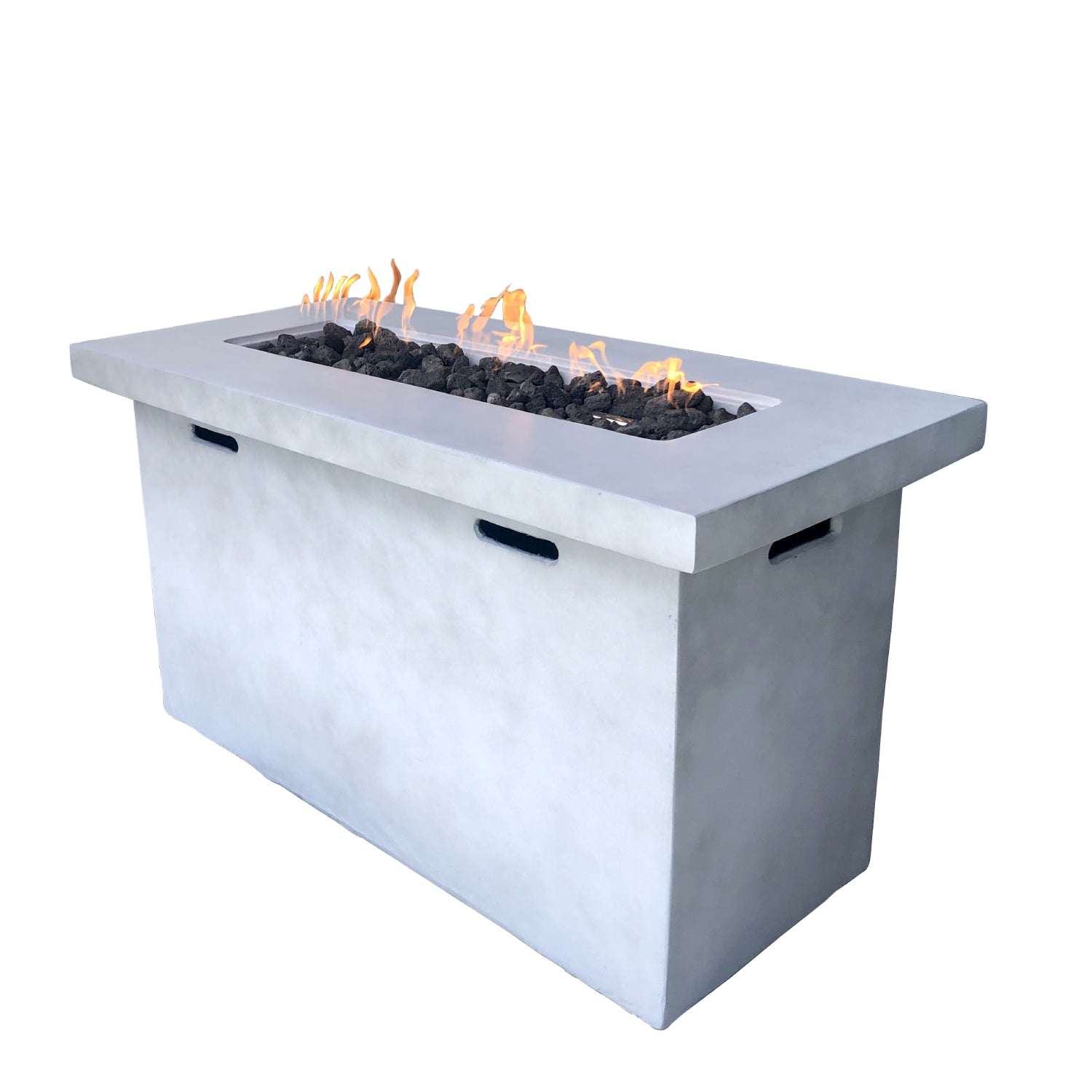 25" H X 42" W Fiber Reinforced Concrete Propane Outdoor Fire Pit Table Gray Garden & Outdoor Modern Stone Concrete