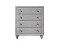 Grey 4 Drawer Upholstered Chest Grey Bedroom Wood Fabric