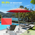 7.5Ft Patio Umbrella, Outdoor Table Umbrella With Push Button Tilt And Crank, Uv Protection Waterproof Market Sun Umbrella With 6 Sturdy Ribs For Garden, Deck, Backyard, Pool Brick Red Brick Red Round Uv Resistant Umbrellas Aluminium